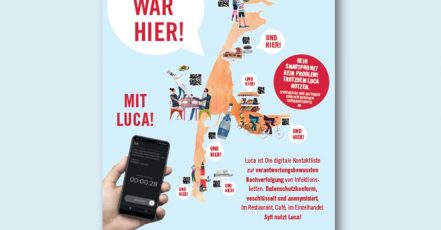 Bild: Plakatmotiv für Betriebe, bei denen man mit der Luca-App einchecken kann (Quelle: https://www.sylt.de/luca)