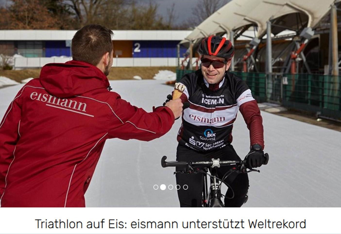 Dirk Leonhardt gelingt Weltrekord im Eisbahn-Triathlon, gesponsert von eismann