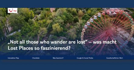 Screenshot der Landingpage zur TUI Lost Places Kampagne (Screenshot v. 15.08.2022 | Quelle: tui.com/lost-places/)
