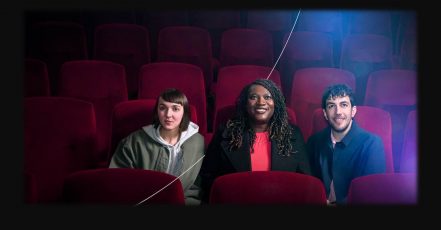 Dies sind die Botschafter:innen der Mastercard-Kampagne zur Berlinale 2024 (v.l.n.r) - Rachel Pronger, Thelma Buabeng, Murad Abu Eisheh (Foto / Copyrights: Juliane Schmitz-Engels)