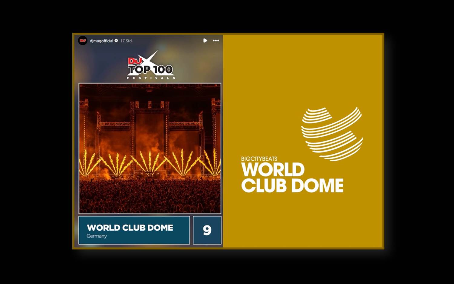 Platz 9 für BigCityBeats WORLD CLUB DOME im internationalen Festival Ranking 2024 (Quelle: DJ Mag)