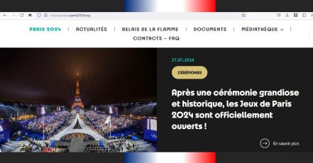Screenshot v. 28.07.2024 der Presseseite auf der offiziellen Website von Paris 2024 Olympische Spiele (Link: paris2024.org).