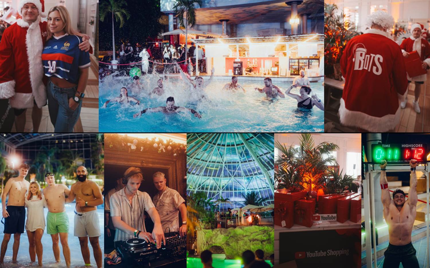 Foto-Collage mit Szenen von der BOTS Creator Weihnachtsfeier in der Therme Erding, 6. Dezember 2024 (Quelle / Copyright: @ReachCon)