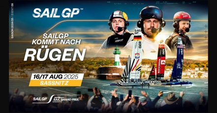 Visual zum ersten SailGP in Deutschland, 16. und 17. August 2025, Sassnitz auf der Insel Rügen. (Bildquelle: sailgp.com / übermittelt durch: PR-Agentur Schröder+Schömbs)