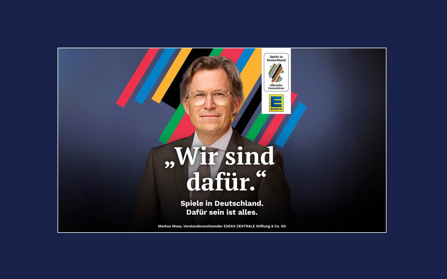 Der EDEKA-Verbund unterstützt die Bewerbung Deutschlands für die Olympischen und Paralympischen Spiele 2036, 2040 oder 2044. Im Bild: Markus Mosa, Vorstandsvorsitzender der EDEKA Zentrale Stiftung & Co. KG (Bildquelle: EDEKA)