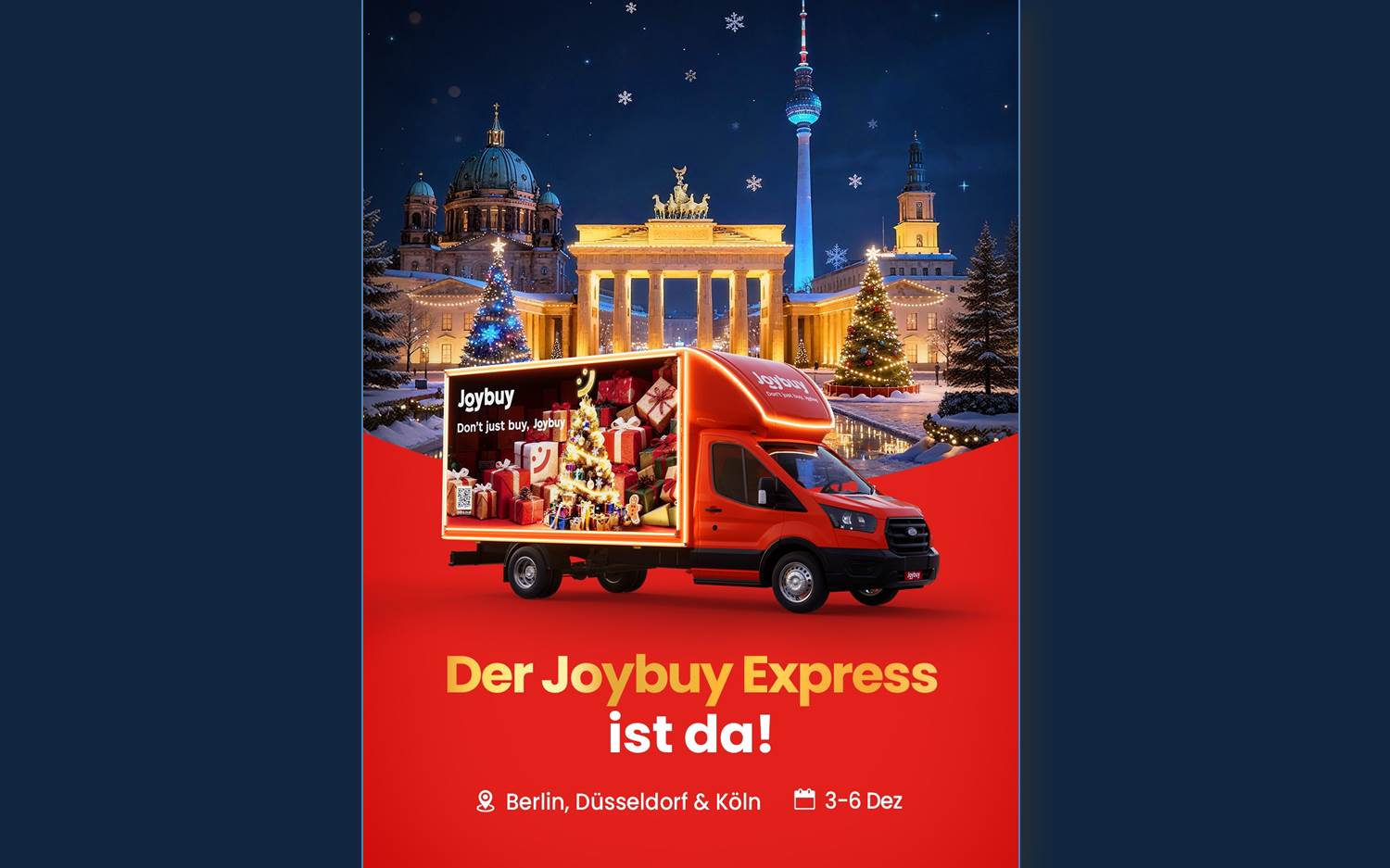 Promotion-Plakat für die Joybuy Express Christmas Tour 2025 in Deutschland (Bildquelle: Joybuy)