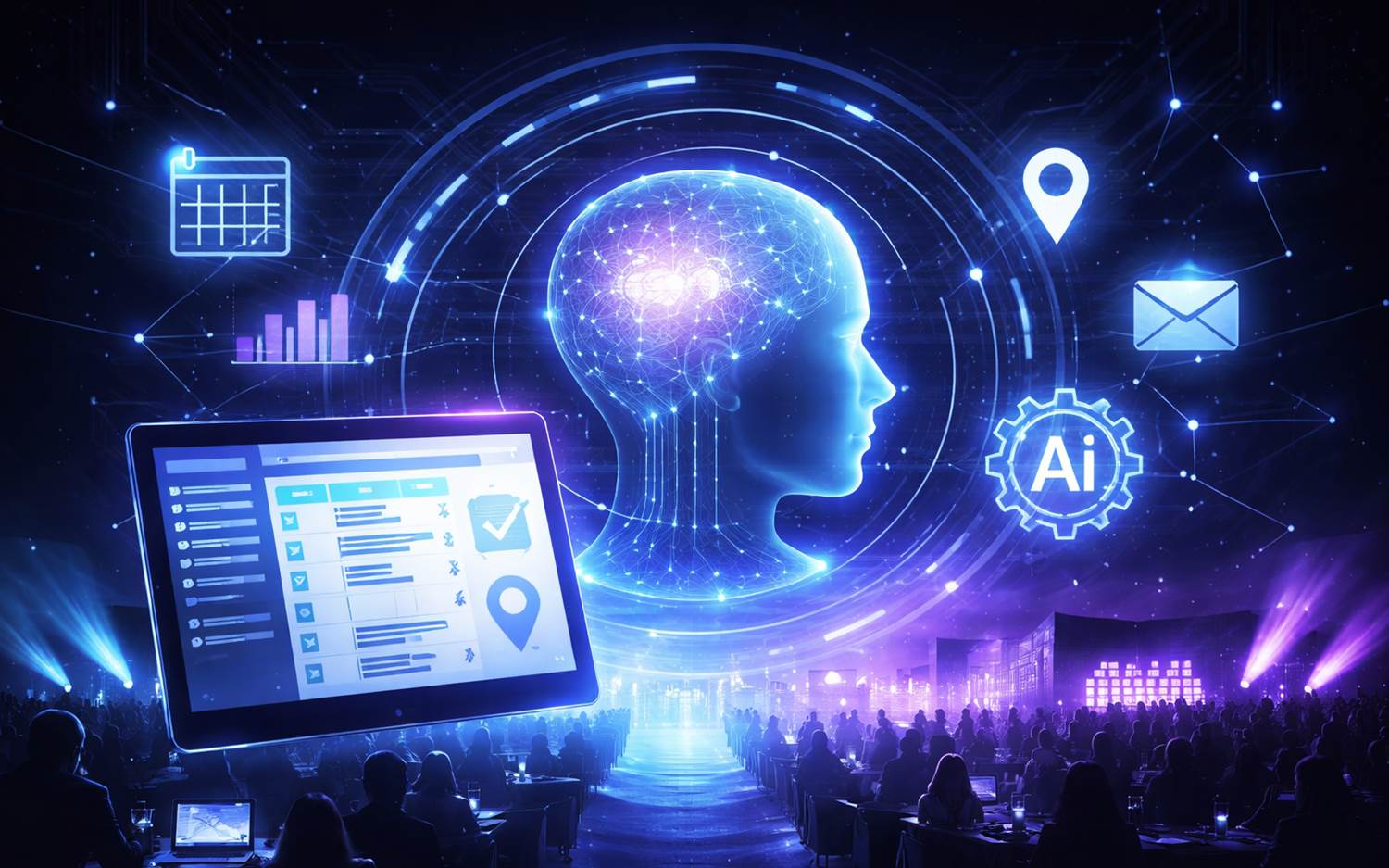 KI im Eventmanagement, KI-generiertes Key Visual zum Thema (Ersteller: EventMasterBook-Redaktion)