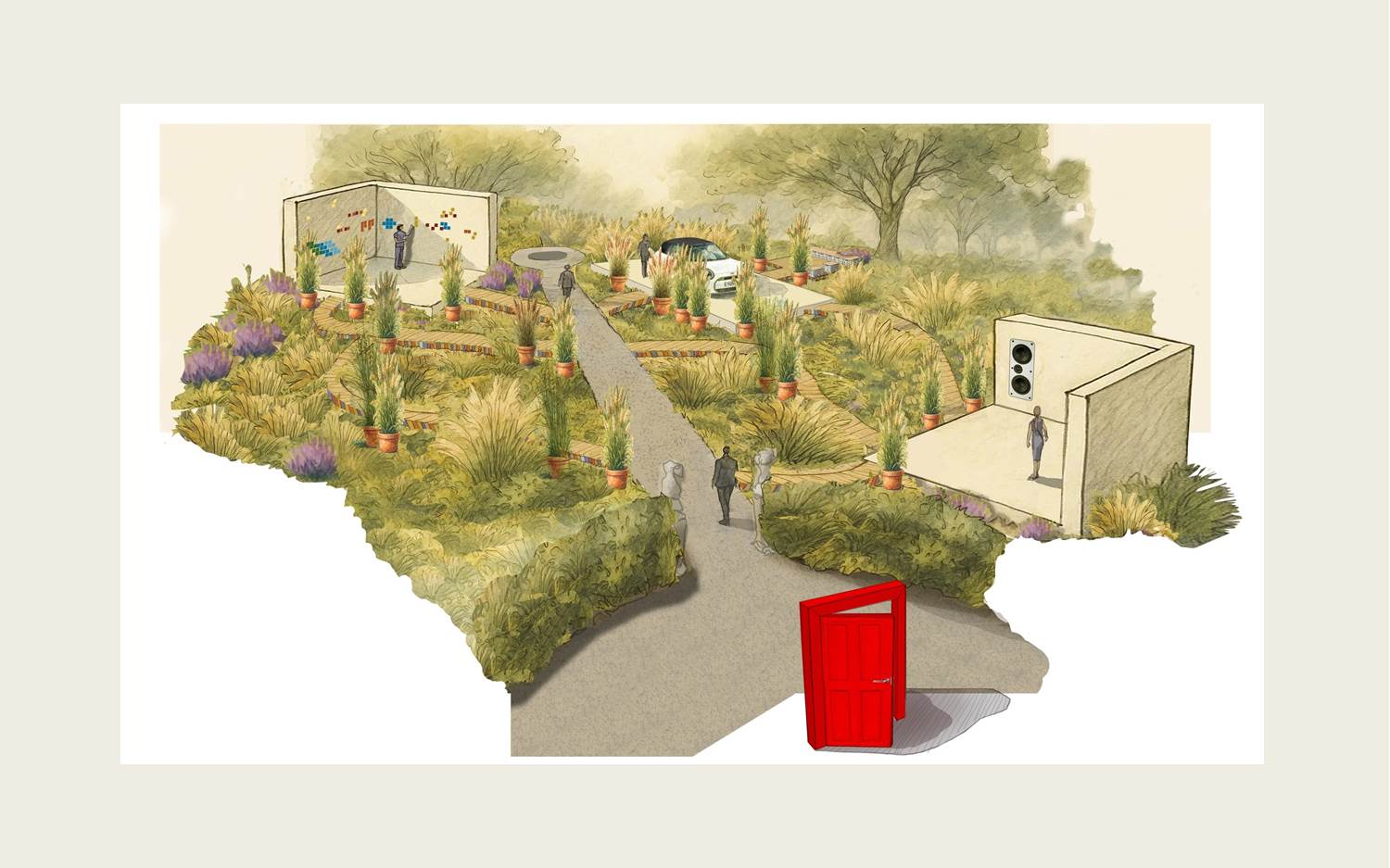 Visualisierung von A Garden of Curiosity, MINI x Paul Smith, KI-generiert (Quelle: BMW Group)